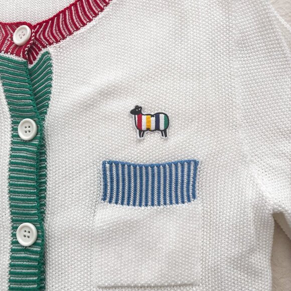 United Colors of Benetton Rainbow Pocket Cardigan XS White Cotton Sheep Logo - Picture 8 of 14